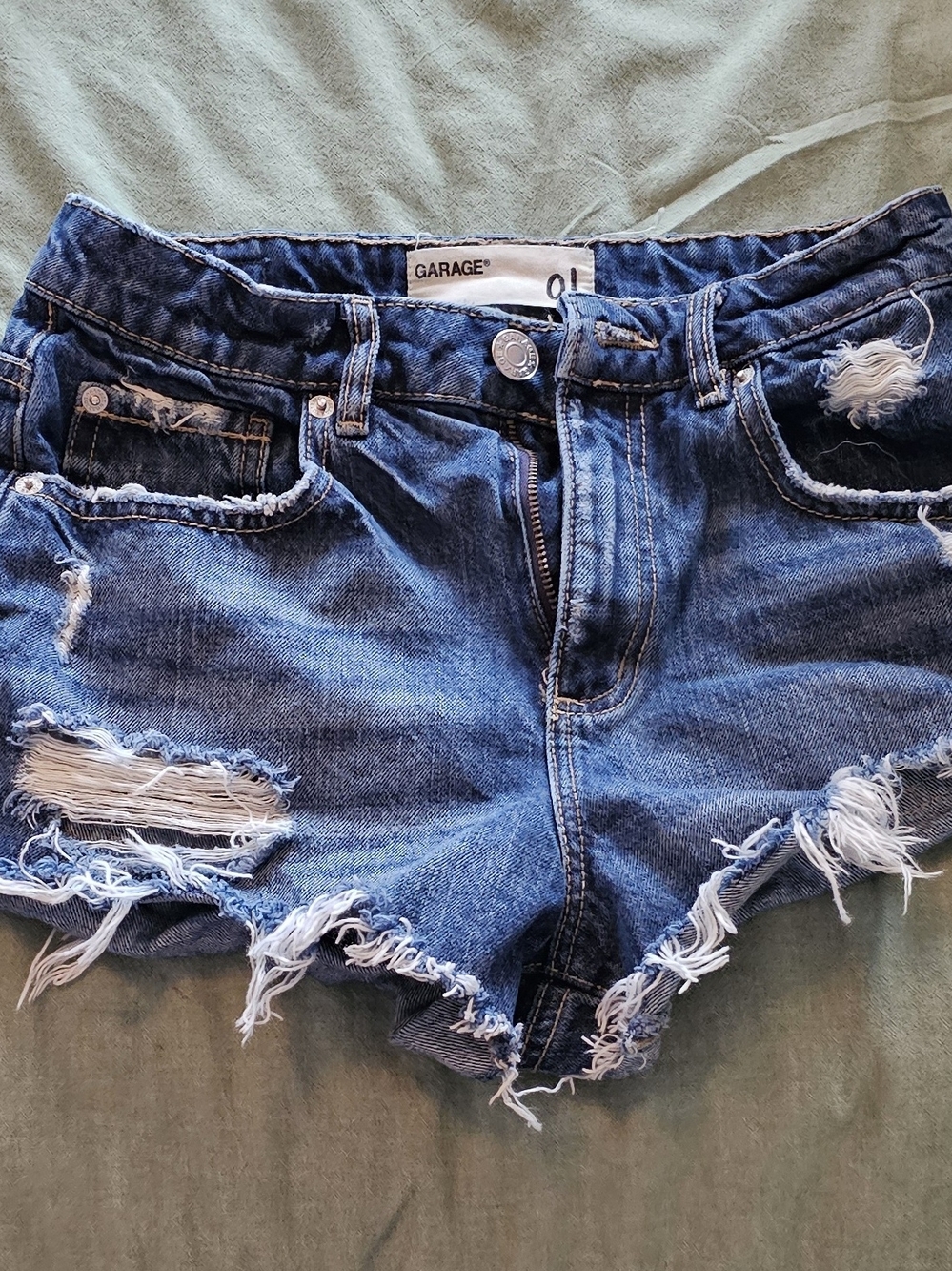Garage Blue Distressed Denim Jean Shorts